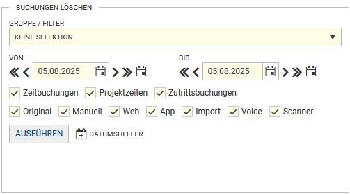 1. Buchungen löschen