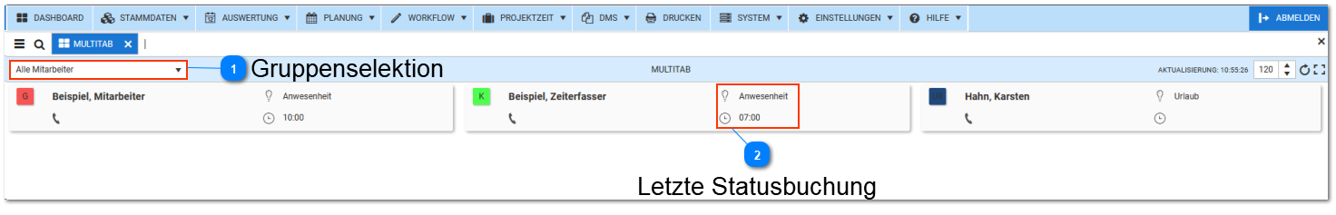 Multitab- Einstellung